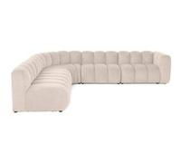 Debbie - canapé modulable d'angle gauche 5 places en tissu texturé - Beige