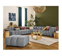 Debbie - canapé modulable d'angle gauche 5 places en tissu texturé - Gris