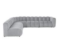 Debbie - canapé modulable d'angle gauche 5 places en tissu texturé - Gris