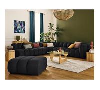 Debbie - canapé modulable d'angle gauche 5 places en tissu texturé - Noir
