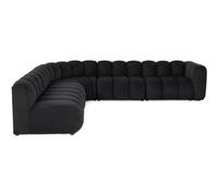 Debbie - canapé modulable d'angle gauche 5 places en tissu texturé - Noir Noir