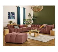 Debbie - canapé modulable d'angle gauche 5 places en tissu texturé - Rose