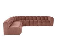 Lisa Design - Debbie - canapé modulable d'angle Gauche 5 Places en Tissu texturé, Rose