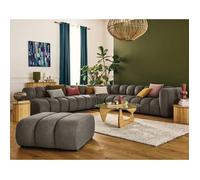 Debbie - canapé modulable d'angle gauche 5 places en tissu texturé - Taupe