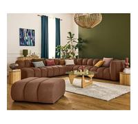 Debbie - canapé modulable d'angle gauche 5 places en tissu texturé - Terracotta