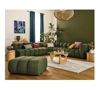 Debbie - canapé modulable d'angle gauche 5 places en tissu texturé - Vert