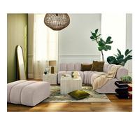 Debbie - canapé modulable d'angle réversible 4 places en tissu texturé - Beige