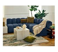 Debbie - canapé modulable d'angle réversible 4 places en tissu texturé - Bleu