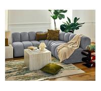 Debbie - canapé modulable d'angle réversible 4 places en tissu texturé - Gris