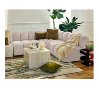 Debbie - canapé modulable d'angle réversible 4 places sans accoudoirs en tissu texturé - Beige Beige G