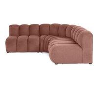 Lisa Design - Debbie - canapé modulable d'angle réversible 4 Places sans accoudoirs en Tissu texturé, Rose