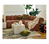 Debbie - canapé modulable d'angle réversible 4 places sans accoudoirs en tissu texturé - Terracotta Terracotta G
