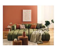 Debbie - canapé modulable droit 3 places avec double méridienne - assise profonde - en tissu texturé - Vert