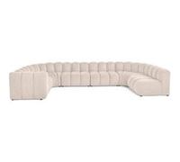 Lisa Design - Debbie - canapé modulable panoramique d'angle Droit 7 Places en Tissu texturé, Beige