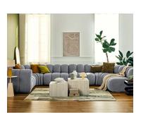 Lisa Design - Debbie - canapé modulable panoramique d'angle Droit 7 Places en Tissu texturé, Gris