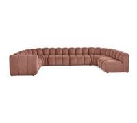 Debbie - canapé modulable panoramique d'angle droit 7 places en tissu texturé - Rose Rose