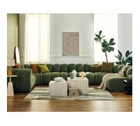 Debbie - canapé modulable panoramique d'angle droit 7 places en tissu texturé - Vert