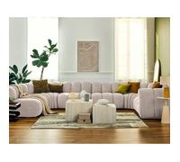 Debbie - canapé modulable panoramique d'angle gauche 7 places en tissu texturé - Beige
