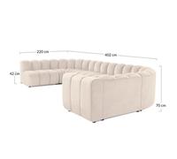 Lisa Design - Debbie - canapé modulable panoramique d'angle Gauche 7 Places en Tissu texturé, Rose