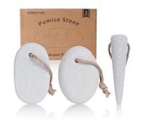 DEBETOOL Lot de 3 pierres ponces volcaniques naturelles pour enlever les peaux mortes (rondes, ovales, cônes) avec corde de suspension et boîte de voyage | Élimination de la peau dure et des