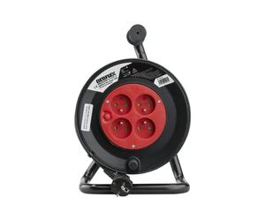 DEBFLEX 601253 Rallonge Electrique 25 Enrouleur de Bricolage 4 Prises 2P+T / 16 A avec disjoncteur Thermique 25M HO5 VV-F 3G 1.5-Noir