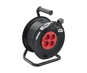 DEBFLEX 601403 Rallonge Electrique Enrouleur de Bricolage 4 Prises 2P+T / 16 A avec disjoncteur Thermique 40m HO5 VV-F 3G 1.5-Noir, 40 Mètres