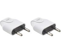 Debflex 713010 Prise 250 V 2P Electrique Fiche Male Broche D.4mm Protegees Sortie Droite à Coiffe - Blanc (Lot de 2)