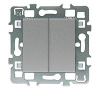 DEBFLEX 742987 Interrupteur à deux voies en aluminium métal électrique standard extra plat sans fil - Prise murale - Gamme décontractée - BP+Vv Mechanism + Bracket Cover