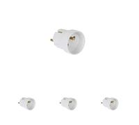 DEBFLEX - Adaptateur France/Allemagne - Adaptateur de Voyage 2P+T 10/16A - pour Brancher Fiche Française sur Prise Allemande - Blanc (Lot de 4)