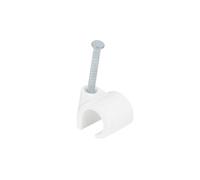 DEBFLEX Attache-Câble Range Fixation électrique-Clips Serre Cavalier Cable 700404 Lot de 100 Attaches Fils (Diamètres 4 à 7 mm) sous Boite avec Accroche Blanc