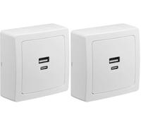 DEBFLEX - Blok - Prise USB Double 3,1A (Prises USB-A et C) - Prise Murale - Pose en Saillie - Idéale Rénovation - Blanc (Lot de 2)