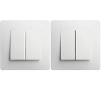 DEBFLEX - Caly - Interrupteur Va et Vient Double - Interrupteur Mural Carré pour Commande d'Éclairage - Bornes de Connexion Automatiques - ABS - Installation Encastrée - Blanc - 85 x 85 x 37 mm