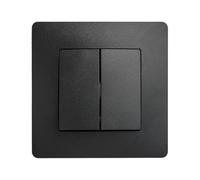 DEBFLEX - Caly - Interrupteur Va et Vient Double - Interrupteur Mural Carré pour Commande d'Eclairage - Bornes de Connexion Automatiques - ABS - Installation Encastrée - Noir - 85 x 85 x 37 mm