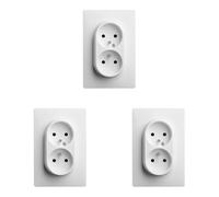 DEBFLEX - Caly - Prise Électrique 2P+T Double/1 Poste - Prise Murale 16A avec Terre - Plastique - Installation Encastrée - Blanche - 125 x 85 x 40 mm (Lot de 3)