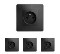 DEBFLEX - Caly - Prise Électrique 2P+T - Prise Murale 16A avec Terre - Plastique - Installation Encastrée - Noire - 85 x 85 x 41 mm (Lot de 4)