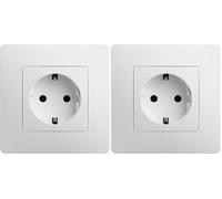 DEBFLEX - Caly - Prise Électrique 2P+T Schuko - Prise Murale Type F - Plastique + Support Métal - Installation Encastrée - Blanche - 74,5 x 74,5 x 39,5 mm (Lot de 2)