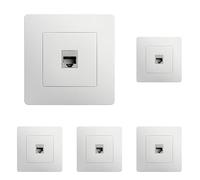 DEBFLEX - Caly - Prise RJ45 Cat. 6 - Prise Murale Ethernet Haut Débit - ABS - Installation Encastrée - Blanche - 85 x 85 x 36 mm (Lot de 5)