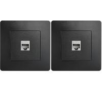DEBFLEX - Caly - Prise RJ45 Cat. 6 - Prise Murale Ethernet Haut Débit - ABS - Installation Encastrée - Noire - 85 x 85 x 36 mm (Lot de 2)