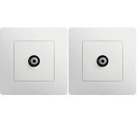 DEBFLEX - Caly - Prise Type F 2400 MHz - Coaxiale Pour Connexion Antenne ou Parabole - ABS - Installation Encastrée - Blanche - 85 x 85 x 35 mm (Lot de 2)