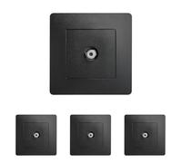 DEBFLEX - Caly - Prise Type F 2400 MHz - Coaxiale Pour Connexion Antenne ou Parabole - ABS - Installation Encastrée - Noire - 85 x 85 x 35 mm (Lot de 4)