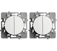 DEBFLEX - Casual Evo - Interrupteur Va et Vient Double - Interrupteur Mural À Deux Boutons - Installation Rapide - ABS - Installation Encastrée - Blanc - 76 x 76 x 34 mm (Lot de 2)