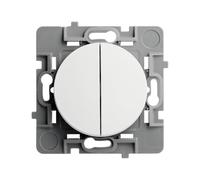 DEBFLEX - Casual Evo - Interrupteur Va et Vient Double - Interrupteur Mural À Deux Boutons - Installation Rapide - ABS - Installation Encastrée - Blanc - 76 x 76 x 34 mm