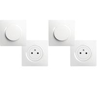 DEBFLEX - Casual Evo - Lot Complet 3 Prises 2P+T Affleurantes + 2 Interrupteurs Va et Vient - Design Sobre - Faciles à Installer - ABS - Installation Encastrée - Blanc (Lot de 2)