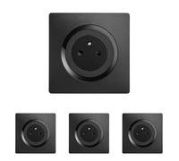 DEBFLEX - Casual Evo - Prise Électrique 2P+T - Prise Murale 16A Complète Avec Puits Affleurant - Plastique - Installation Encastrée - Noire - 76 x 76 x 38 mm (Lot de 4)