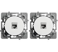 DEBFLEX - Casual Evo - Prise RJ45 Cat. 6 - Prise Murale Ethernet Haut Débit - ABS - Installation Encastrée - Blanche - 76 x 76 x 34 mm (Lot de 2)