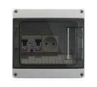 DEBFLEX - Coffret Electrique Etanche - Tableau Electrique 8 Modules - 1 Interrupteur Différentiel 40A/AC + 1 Disjoncteur 16A + 1 Prise - Idéal Extérieur/Jardin - Pose en Saillie - 196 x 190 x 120mm