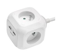 DEBFLEX - Cube Multiprise - 4 Prises 2P+T 16A + 2 Ports USB-A 2,4A - Idéale Branchements Multiples - Cordon 1,9 Mètre - Blanc