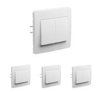 DEBFLEX - DIAM2 - Double Interrupteur Va et Vient - Interrupteur Mural Avec Plaque de Finition - Design Esthétique - Facile à Installer - Installation Encastrée - Blanc - 85 x 82 x 37 mm (Lot de 4)