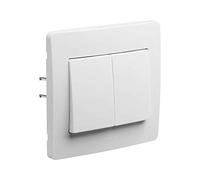 DEBFLEX - DIAM2 - Double Interrupteur Va et Vient - Interrupteur Mural Avec Plaque de Finition - Design Esthétique - Facile à Installer - Installation Encastrée - Blanc - 85 x 82 x 37 mm