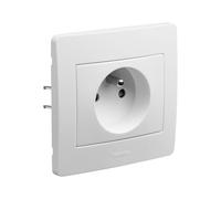 DEBFLEX - DIAM2 - Prise Électrique 2P+T - Prise Murale 16A Complète Avec Sécurité Enfant - Installation Encastrée - Blanche - 85 x 82 x 42 mm